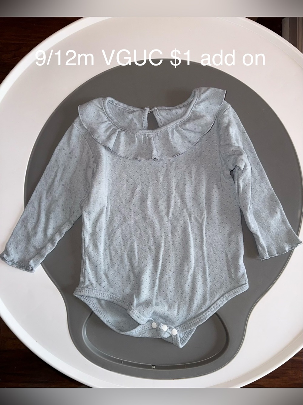 Baby Girl Light Blue Ruffle Collar One-Piece Bodysuit